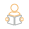 Icon of a figure reading a book.