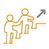 Icon of two people going up stairs