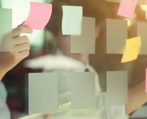 sticky notes on clear board