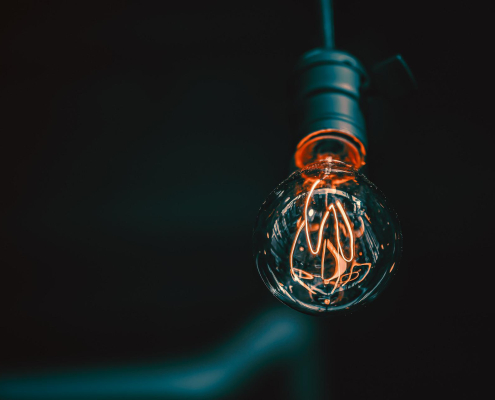 lightbulb on black background