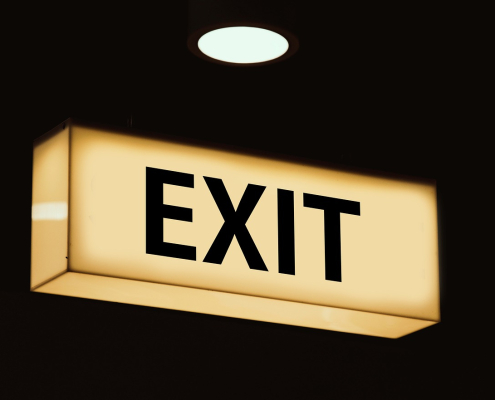 glowing exit sign