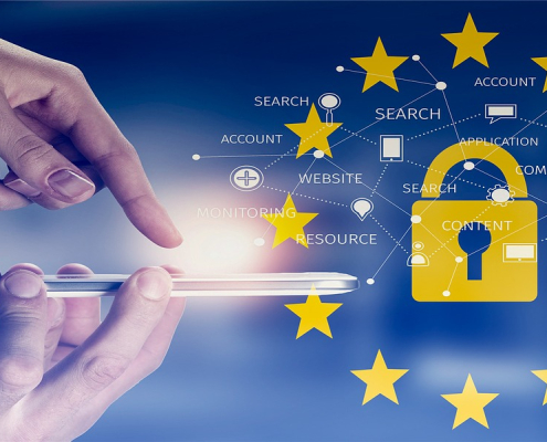 privacy graphic with lock and stars
