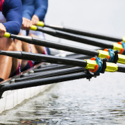 Close Up Of A Men's Quadruple Skulls Rowing Team seconds